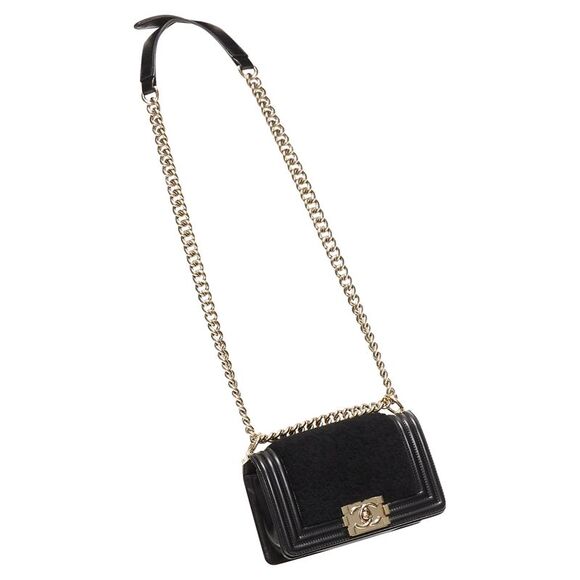 Chanel Boy Small Shearling Leather Gold CC Push Lock Chain Flap Bag - Picture 2 of 6